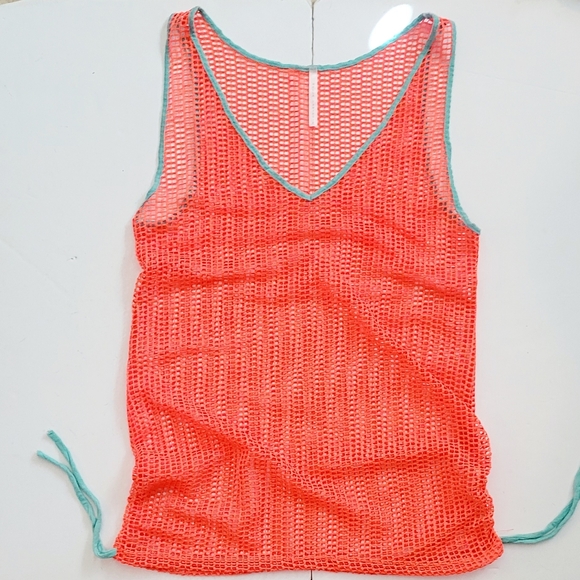 NWOT Neon🧡Orange+Teal Net Dress Coverup - Picture 5 of 9